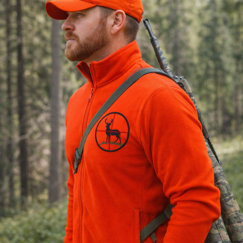 Lovački polar duks sa vezom jelena Fluo