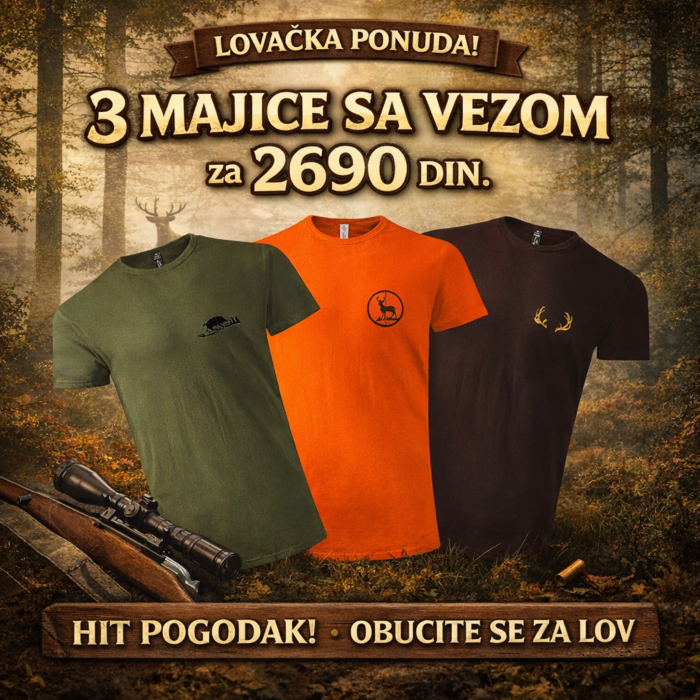 Set od 3 Lovacke majice sa vezom