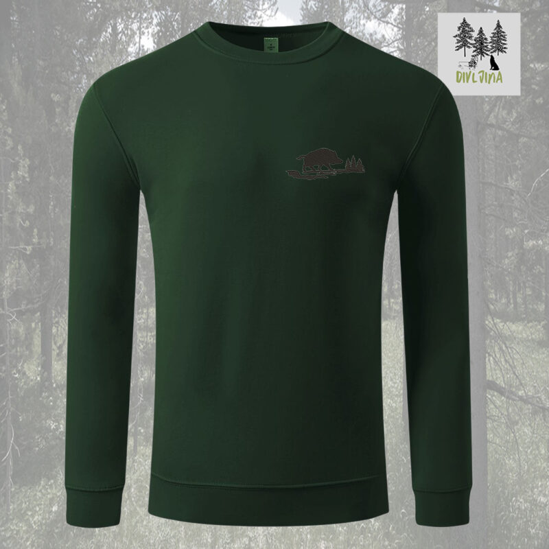 Lovački duks sa vezom divlja svinja – zeleni