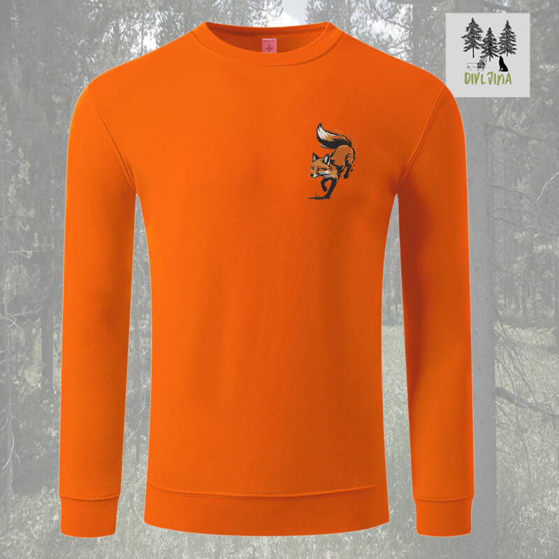 Lovački duks sa vezom Lisica – fluo